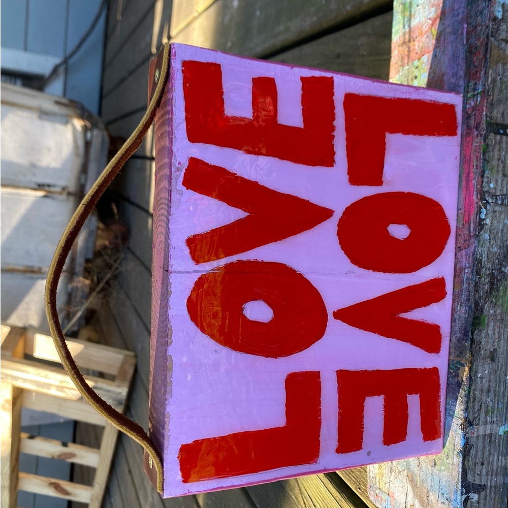 Pink and Red LOVE Decorative Block
